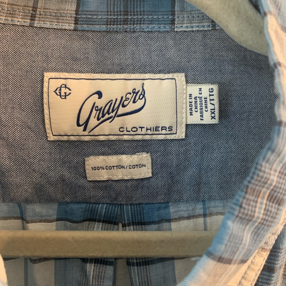 Grayiers Clothiers Button Down Shirt 
Mens Sz 2XL Blue/Grey Plaid 
Pre-Owned - Picture 2 of 3